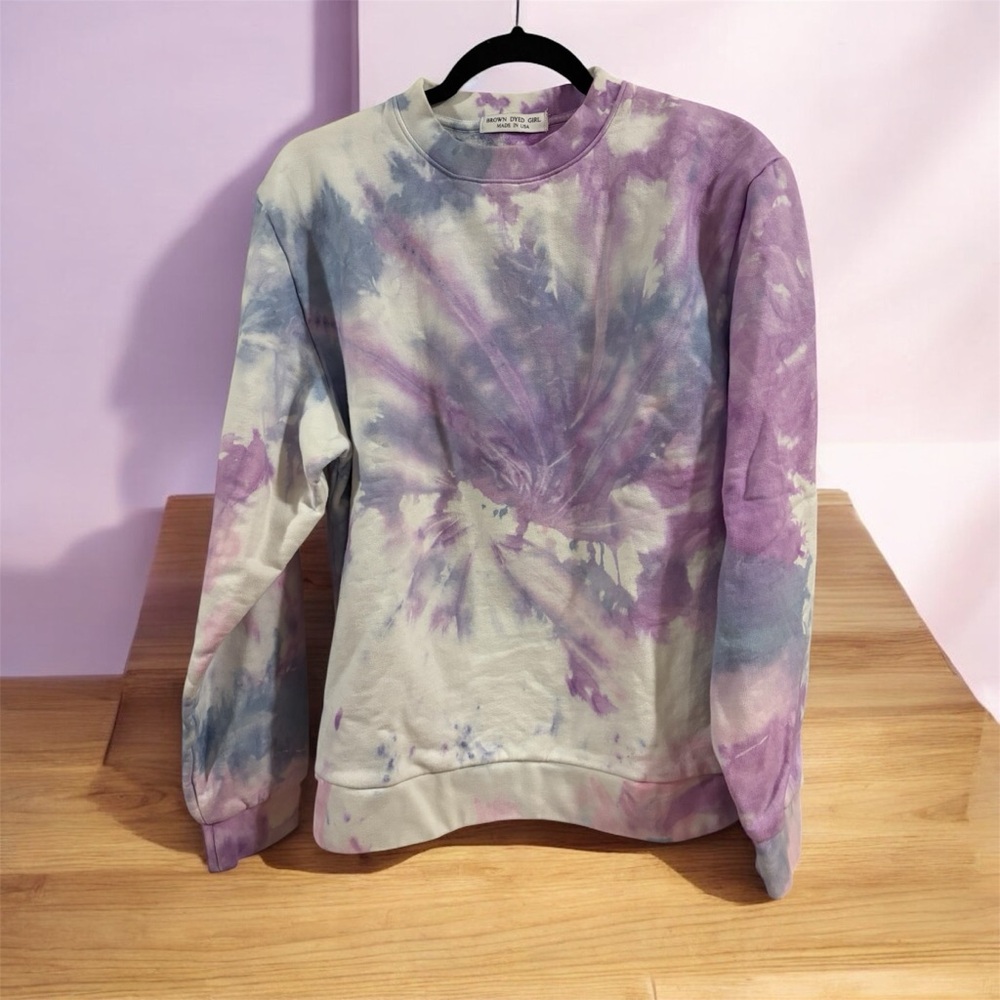 Brown Dyed Girl Tie-Dye Purple and Blue Women's Sweater